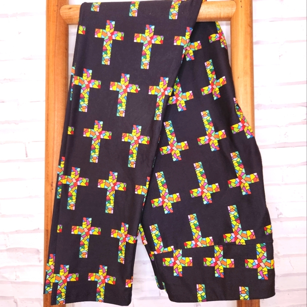 STAINED GLASS CROSSES leggings